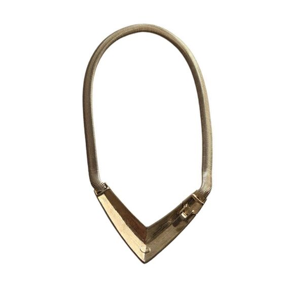 TRIFARI Black and Gold Geometric Choker Slinky Chain Bold Bib Collar - Picture 2 of 6